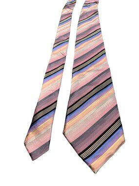 Men's Van Heusen Pink and Blue Striped Silk Stain Resistant Necktie Tie